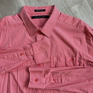 Sean John Red Stripe Long Sleeve Button‎ Up  Shirt Men's Size XL